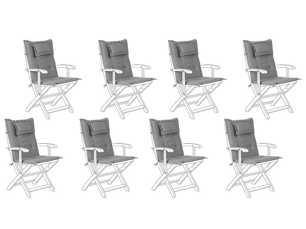 Set of 8 Outdoor MAUI Cushions Grey Seat/Back