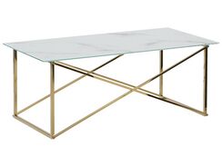 Sohvapöytä rosteri marmorikuvio valkoinen/kulta EMPORIA