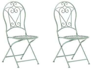 Set of 2 Metal Garden Folding Chairs Green TRENTO