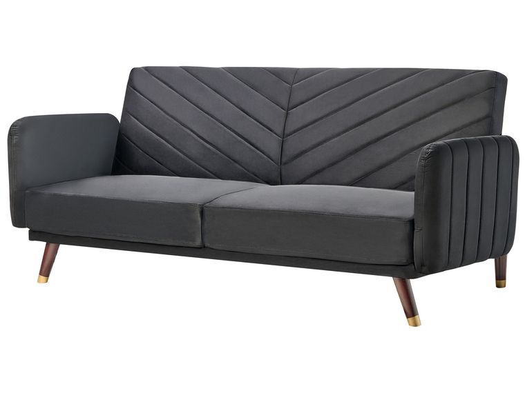 Canapé-lit 3 places ASBY Velours Noir Canapé-lit 3 places ASBY Velours Noir