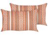 Set of 2 Cotton Cushions Geometric Pattern Orange and White 30 x 50 cm INULA_843132