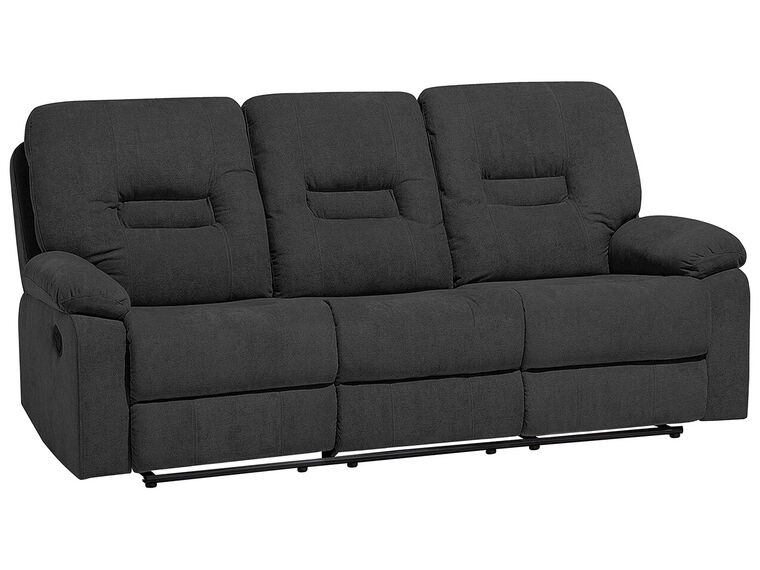 3 Seater Fabric Manual Recliner Sofa Grey BERGEN Beliani.co.uk