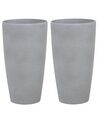 Conjunto de 2 vasos para plantas em pedra cinzenta 31 x 31 x 58 cm ABDERA_841256