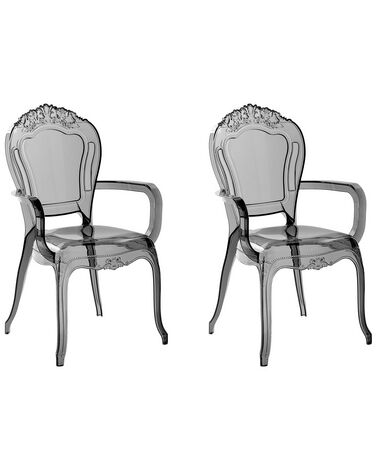 Conjunto de 2 sillas de comedor negro/transparente VERMONT II