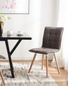 Conjunto de 2 sillas de comedor de poliéster gris pardo/madera clara BROOKLYN_693853