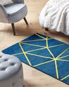 Teppich marineblau/gold 80 x 150 cm geometrisches Muster HAVZA_762379