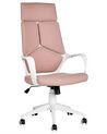 Cadeira de escritório em tecido rosa e branca DELIGHT_834168