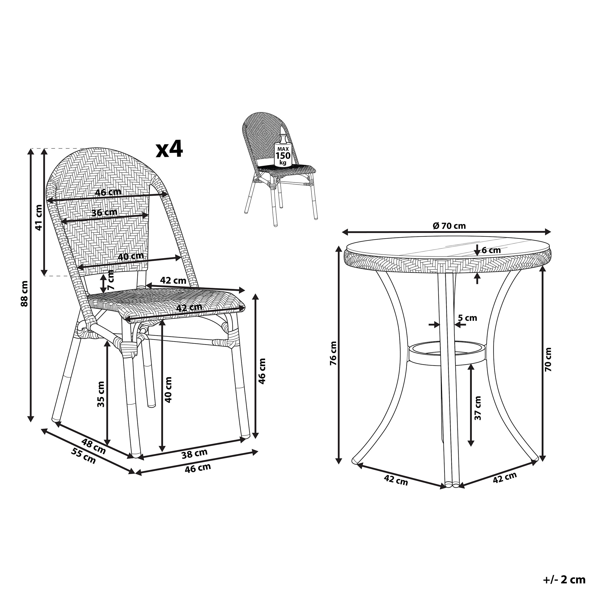 Zestaw ogrodowy stół i 4 krzesła wzór niebiesko-biały RIFREDDO