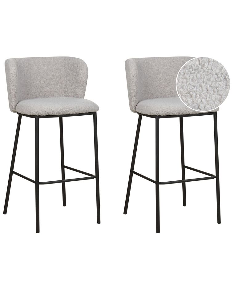 Set of 2 Boucle Bar Chairs Grey MINA_883962