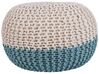 Cotton Knitted Pouffe 50 x 35 cm Beige and Blue CONRAD _735013