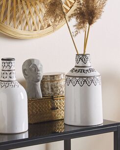 Kukkamaljakko kivitavara valkoinen/musta 25 cm AMISOS Kukkamaljakko kivitavara valkoinen/musta 25 cm AMISOS