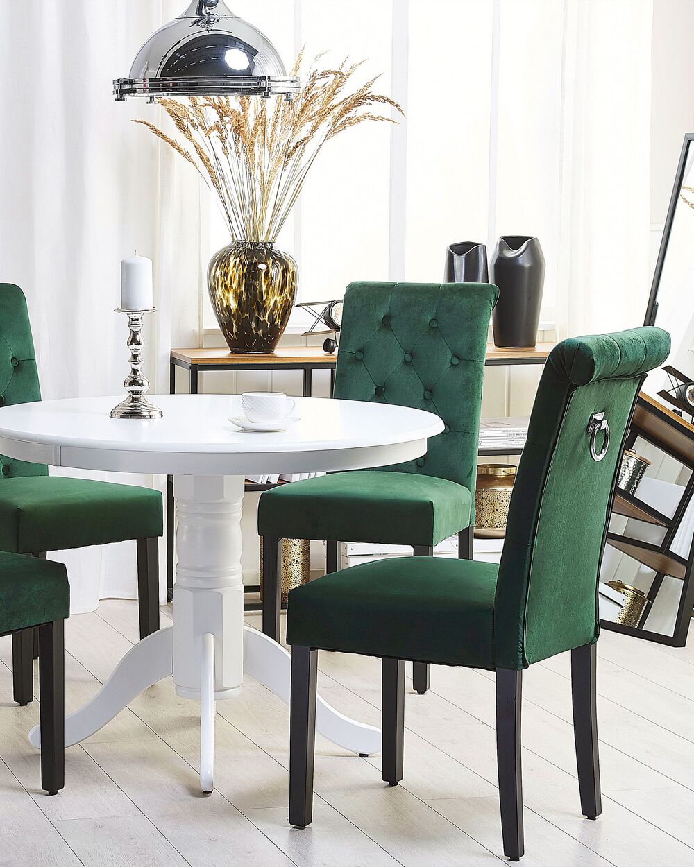 Set di 2 sedie scandinave in velluto verde 53*54*75 cm
