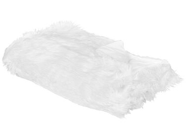 Faux Fur Bedspread 150 x 200 cm White DELICE