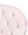 Bürostuhl Samtstoff rosa mit Kristallsteinen höhenverstellbar PRINCESS_855693