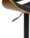 Chaise de bar en bois foncé et cuir PU noir ROTTERDAM II_827973