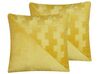 Set of 2 Velvet Cushion with Pleats 45 x 45 cm Yellow ORIGANUM_801619