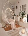 PE Rattan Hanging Chair with Stand White FANO_817524