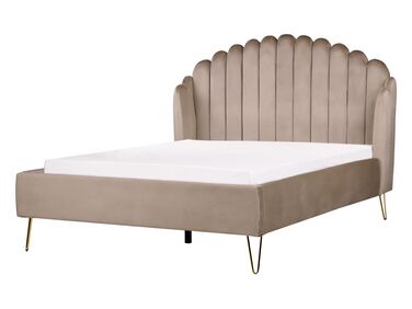 Sametová postel 140 x 200 cm taupe AMBILLOU