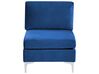 Left Hand 6 Seater Modular Velvet Corner Sofa with Ottoman Blue EVJA_859803