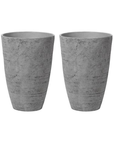 Conjunto de 2 vasos para plantas em pedra cinzenta 43 x 43 x 60 cm CAMIA
