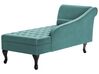 Chaise longue met opbergruimte fluweel groenblauw linkszijdig PESSAC_882053