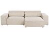 Left Hand 2 Seater Modular Velvet Corner Sofa with Ottoman Beige HELLNAR_910831
