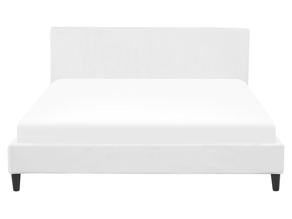 Lit Double 160 X 200 Cm En Velours Blanc FITOU lit-double-160-x-200-cm-en-velours-blanc-fitou
