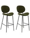 Sada 2 barových stoliček s buklé čalouněním tmavě zelené LUANA_916221