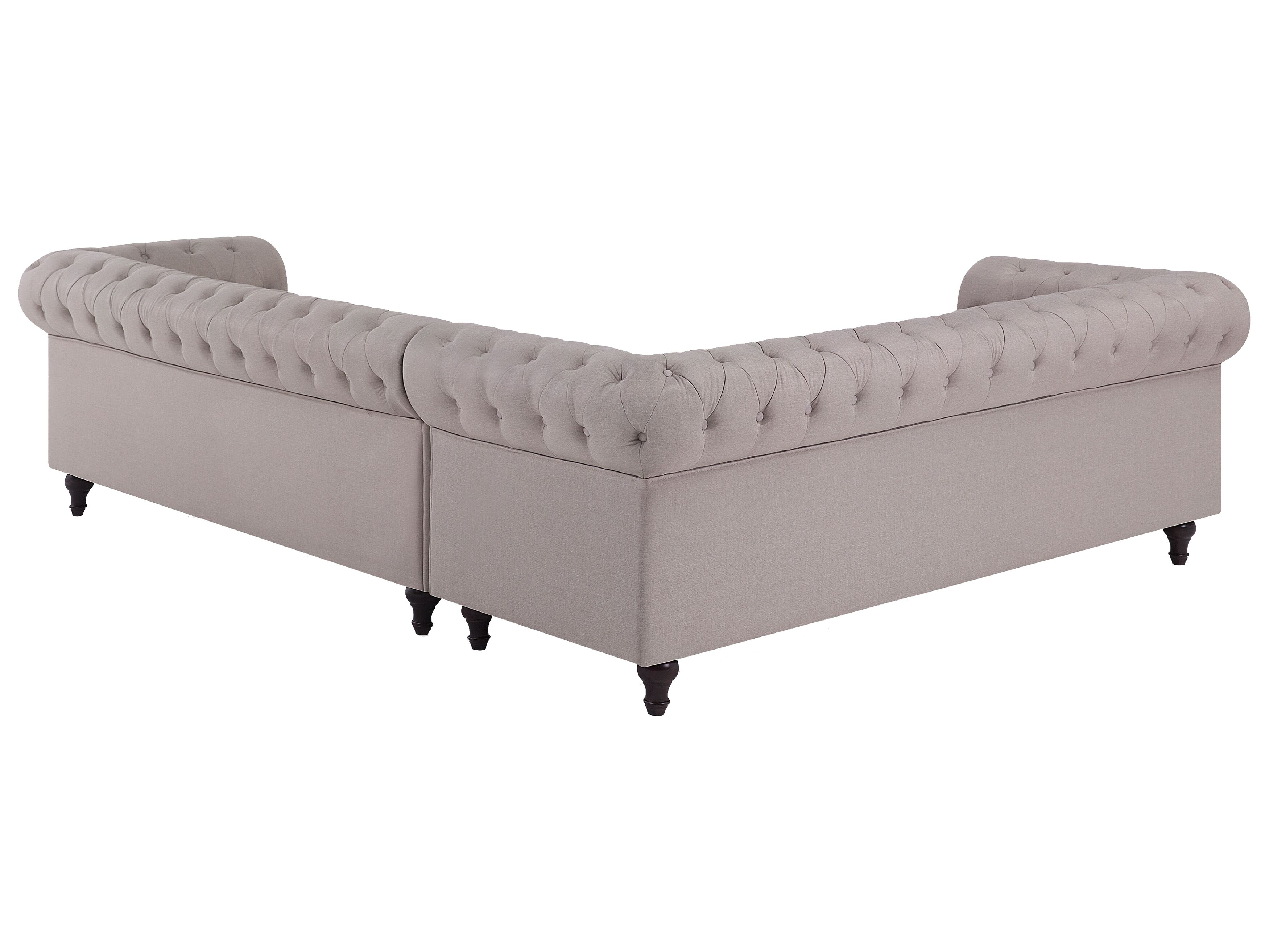 Right Hand Fabric Corner Sofa Beige CHESTERFIELD Beliani.co.uk