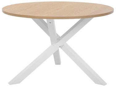Mesa de jantar cor de madeira clara e pés brancos ⌀ 120 cm JACKSONVILLE
