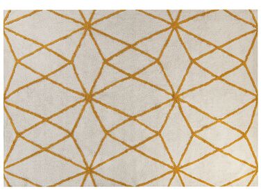 Teppich Baumwolle cremeweiß / gelb 160 x 230 cm geometrisches Muster Shaggy MARAND