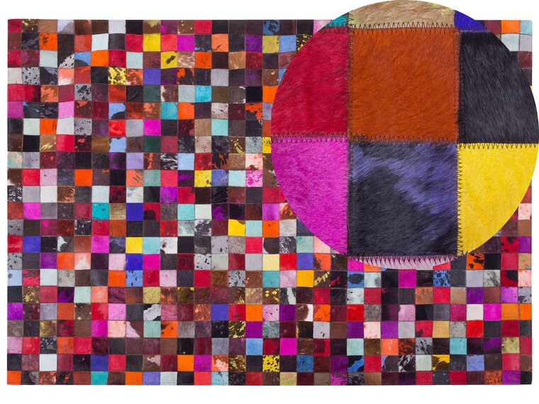 Pestrobarevný patchwork kožený koberec 160x230 cm ENNE_679907