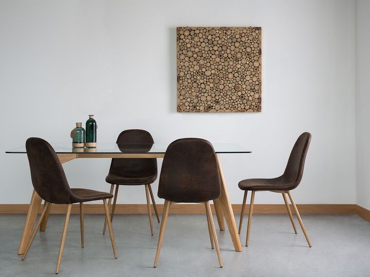 pereza Calor Despedida Conjunto de 2 sillas de comedor de piel sintética marrón oscuro/madera  clara BRUCE | Beliani.es