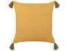 Sametový polštář se střapci 45 x 45 cm žlutý RHEUM_838471