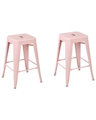 Conjunto de 2 sillas de bar de acero 60 cm rosa CABRILLO