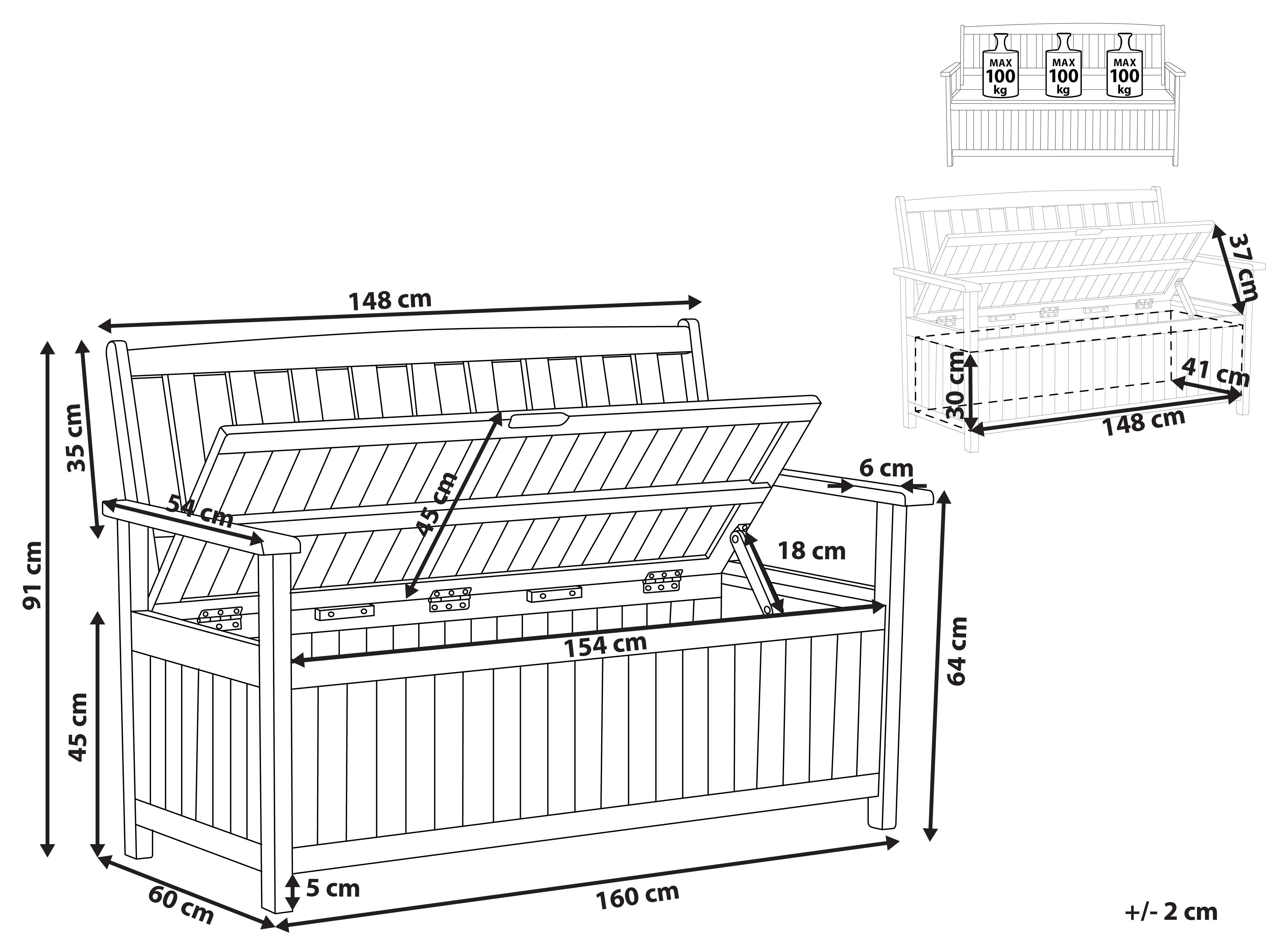 Acacia Wood Garden Bench with Storage 160 cm SOVANA Beliani.co.uk