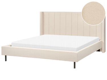 Łóżko boucle 180 x 200 cm beżowe VILLETTE