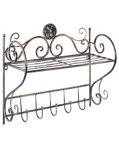 Musta rautainen seinähylly koukuilla OSORNO Musta rautainen seinähylly koukuilla OSORNO