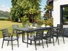 Zestaw ogrodowy stół rozkładany i 8 krzeseł czarny z poduszkami szarymi VALCANETTO/TAVIANO_856288