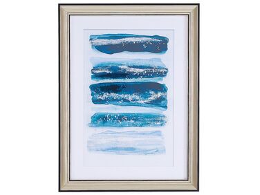 Abstract Sea Waves Framed Wall Art 30 x 40 cm Blue FERATE