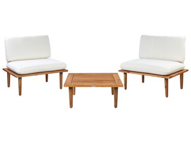 Lounge Set zertifiziertes Akazienholz hellbraun 2-Sitzer modular Auflagen cremeweiß FRASCATI