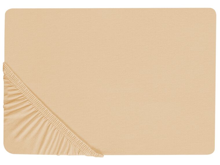 Cotton Fitted Sheet 160 x 200 cm Sand Beige JANBU_845947