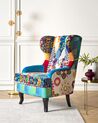 Fabric Wingback Chair Patchwork Blue MOLDE_884404
