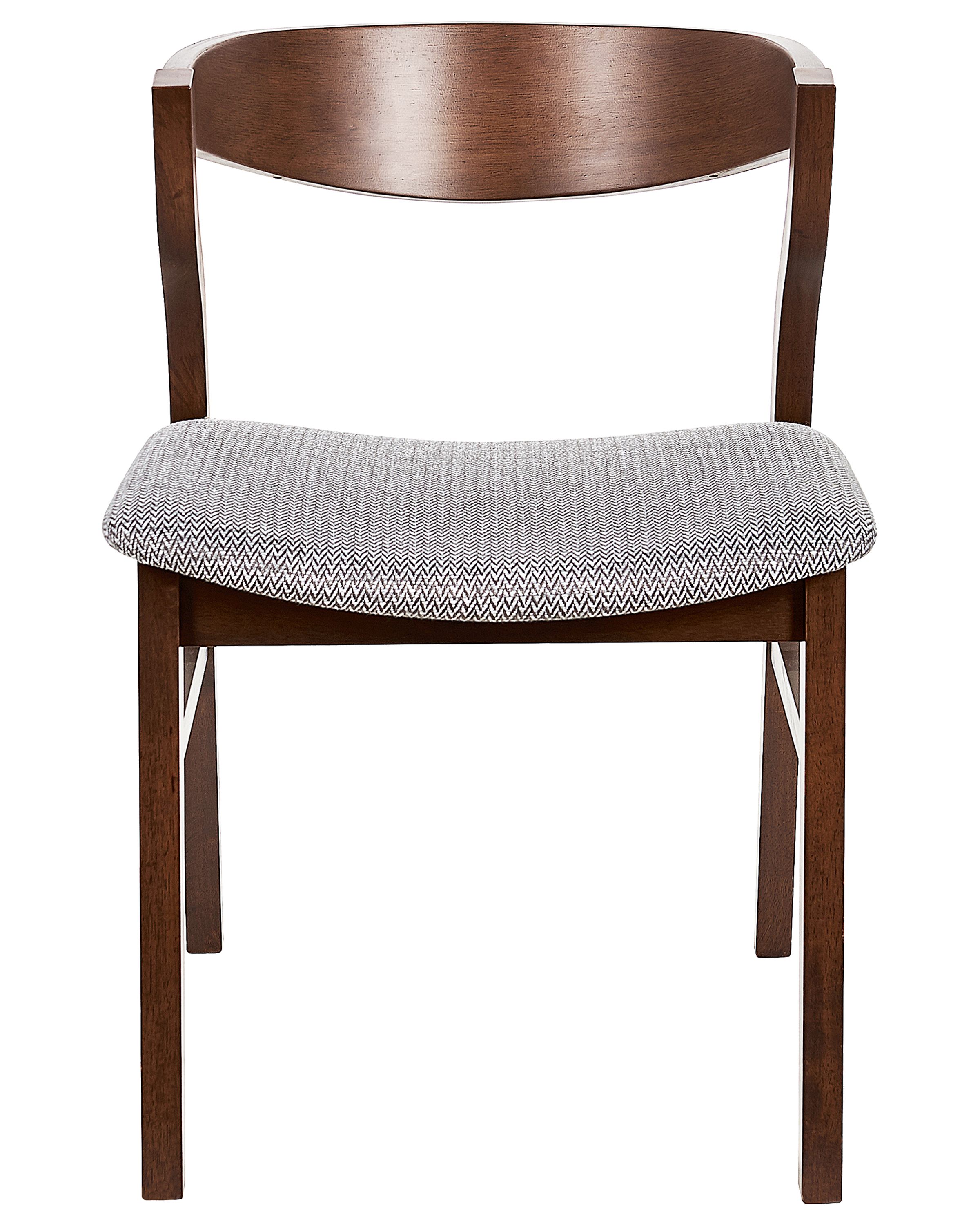 Set of 2 Dining Chairs Dark Wood and Grey MAROA Beliani.co.uk