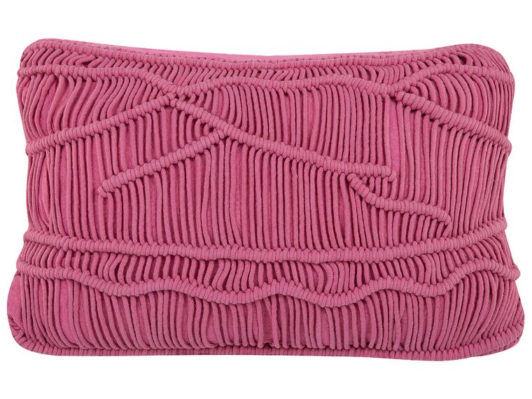 Cotton Cushion Macrame 30 x 50 cm Pink KIRIS_753158