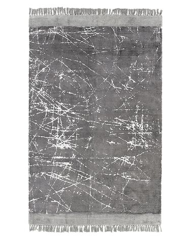 Alfombra de viscosa gris/blanco 140 x 200 cm HANLI