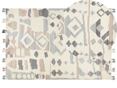 Kelim Teppich Wolle mehrfarbig 200 x 300 cm geometrisches Muster Kurzflor MRGAVET
