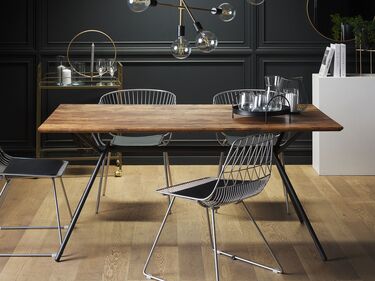 Spisebord 160 x 90 cm mørkt tre/svart AMSTERDAM
