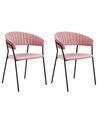 Sæt med 2 spisebordsstole i fløjl lyserød MARIPOSA_871959