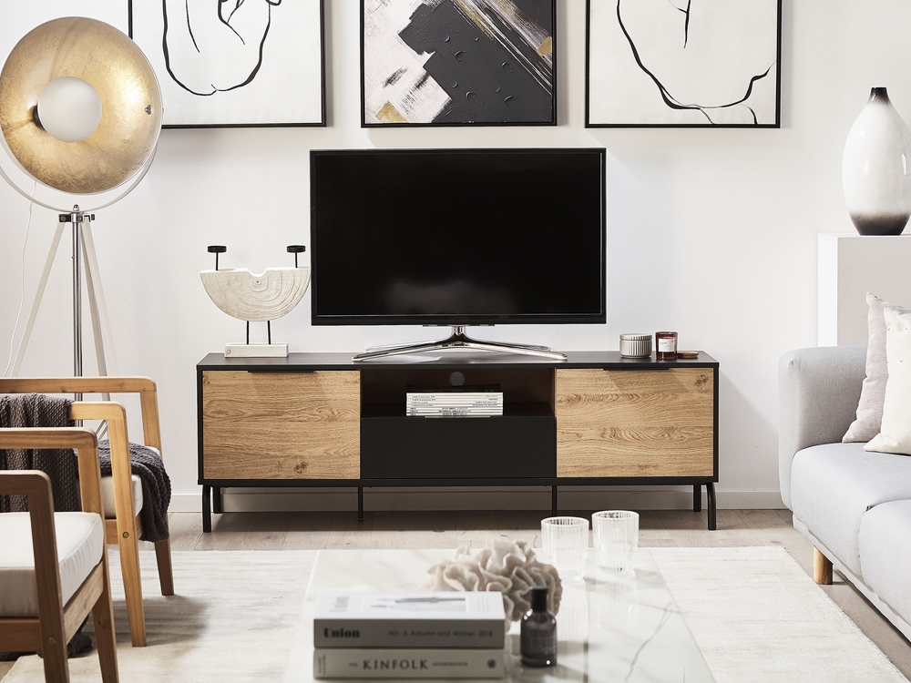 Mueble TV negro/madera clara ARKLEY 
